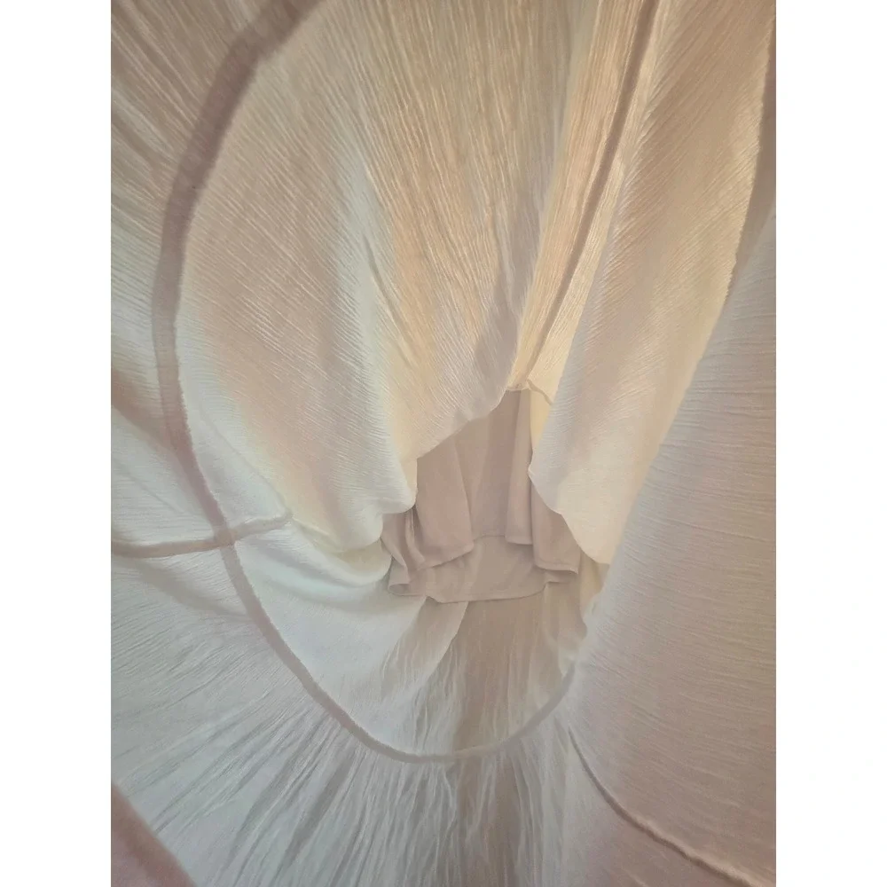 Women XXL White Floral Embroidered Tiered Maxi Dress Gauze Boho Summer Sun Dress